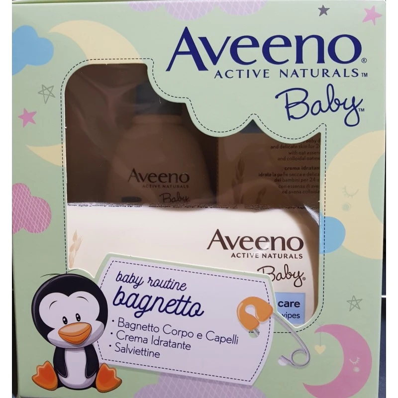 Aveeno Baby Linea Pediatrica Cofanetto Bagnetto Corpo E Capelli 300ml + Crema Idratante 150ml + 72 Salviettine 1 Aveeno Baby Linea Pediatrica Cofanetto Bagnetto Corpo E Capelli 300ml + Crema Idratante 150ml + 72 Salviettine