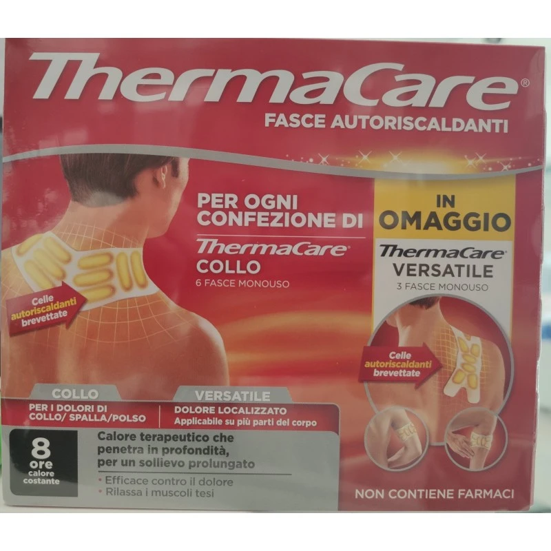 Thermacare 6 Fasce Autoriscaldanti Per I Dolori Di Colllo Spalla E Polso + Thermacare Versatile 3 Fasce In Omaggio 1 Thermacare 6 Fasce Autoriscaldanti Per I Dolori Di Colllo Spalla E Polso + Thermacare Versatile 3 Fasce In Omaggio